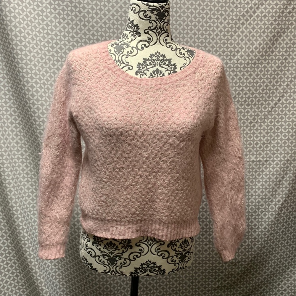 Miss Selfridge Womens Pink Soft Fluffy Sleeves Sweater Too Size Small